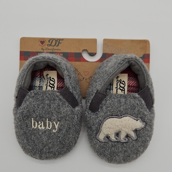 dearfoams Other - Dearfoams Gray Bear Baby Comfy Slippers Memory Foam